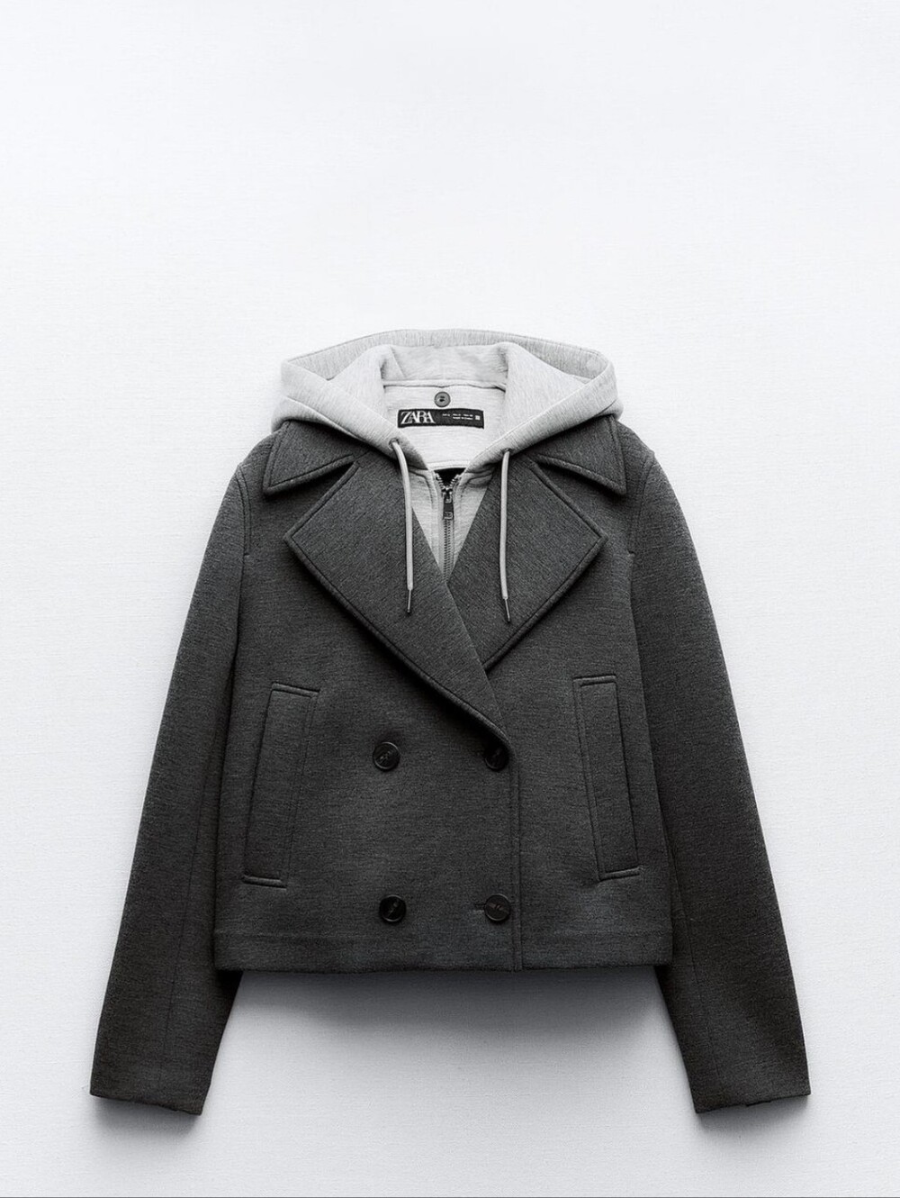 ZARA Dark Gray Peacoat with Light Gray Hooded Layer